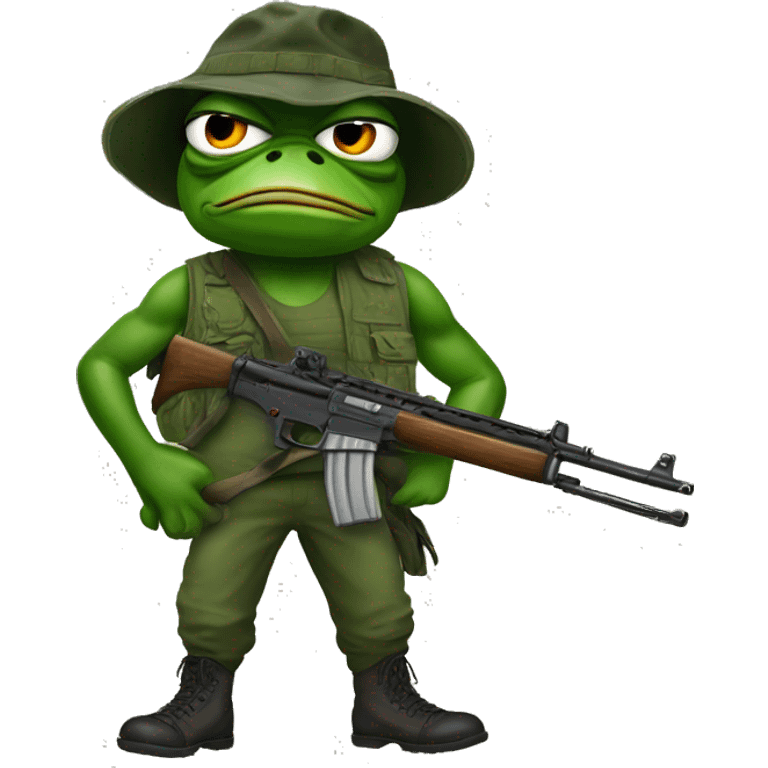 Pepe the Frog as John Rambo, typical meme style emoji