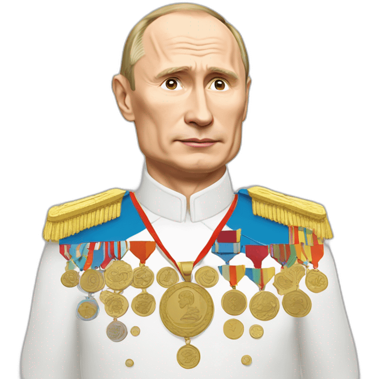 Putin with many medals, 4K, comic, cartoon art emoji