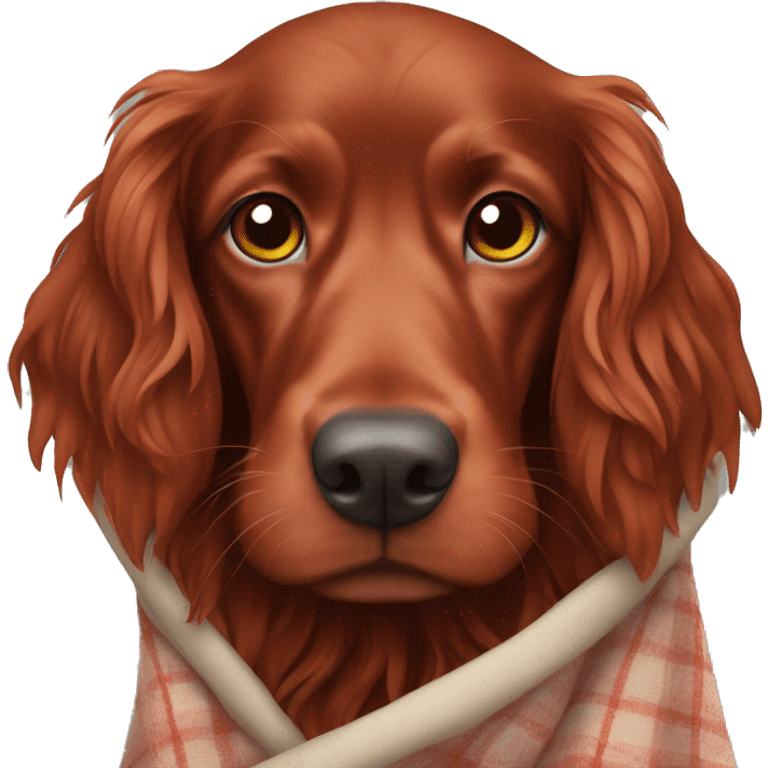 Red setter wrapped in blanket emoji