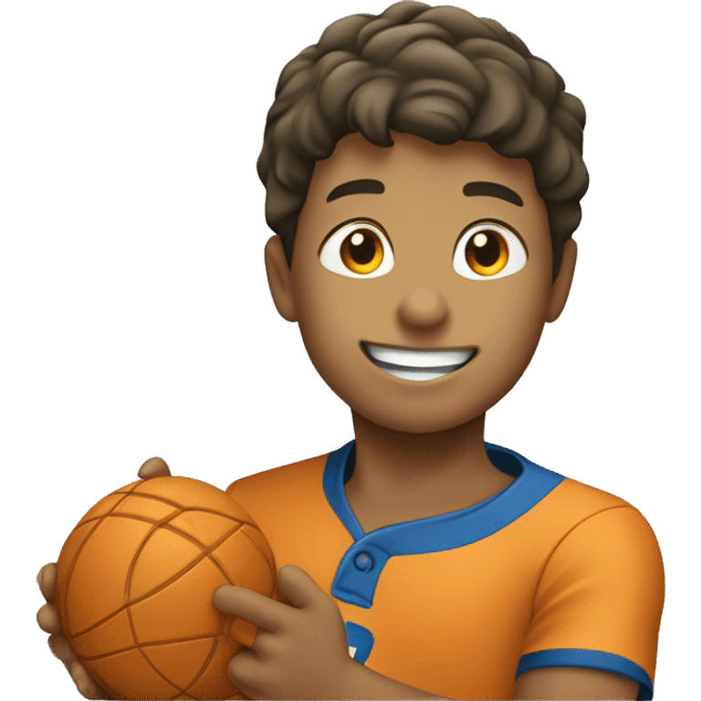 Niño lamiendo una pelota emoji