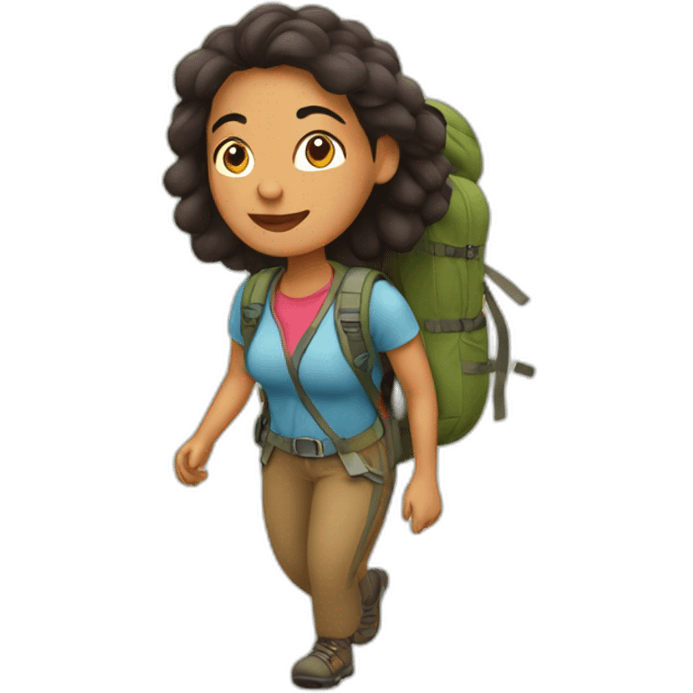 latin woman trekking in the woods emoji