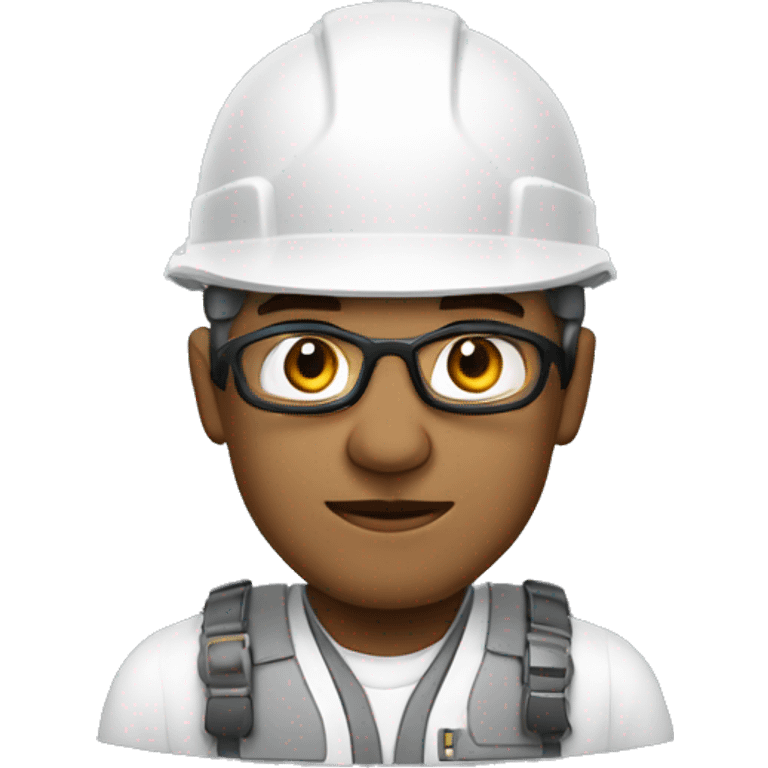 Ingeniero con cascos, lentes de seguridad, skin tone white emoji