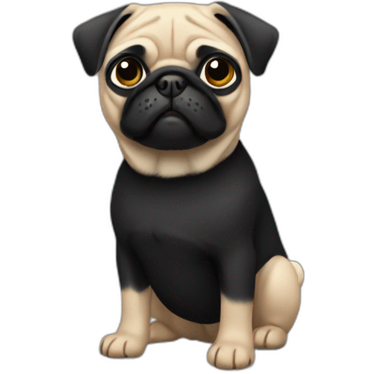 pug wearing a black t-shirt emoji