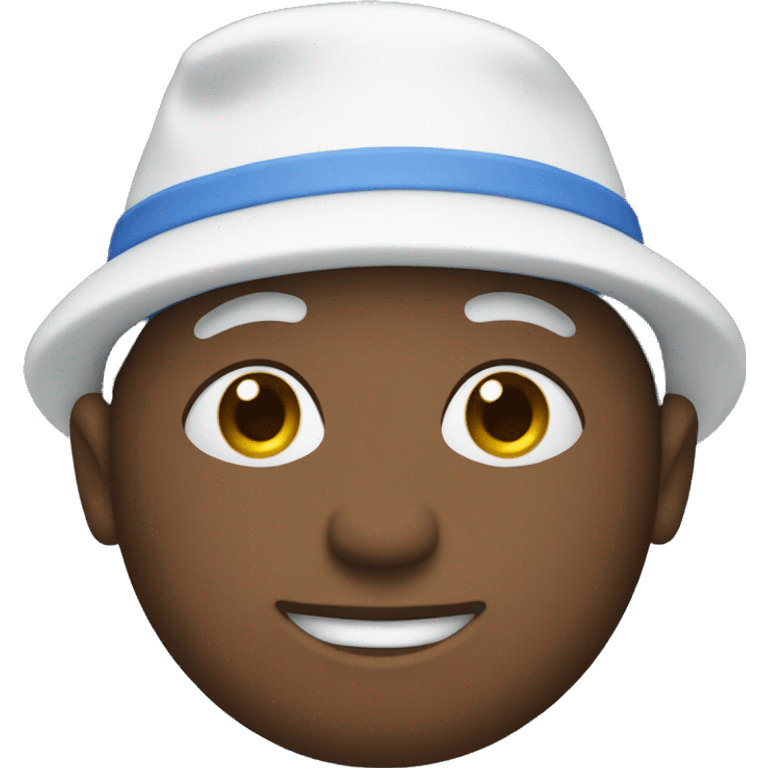 blue person wearing small white hat emoji