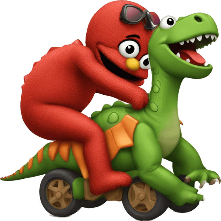 Elmo riding a dinosaur emoji