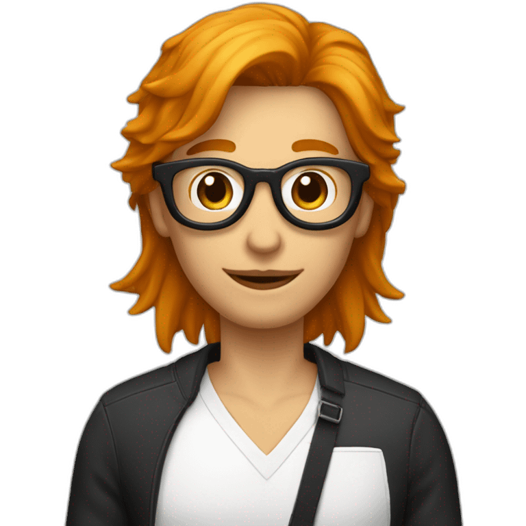 Coupe homme blanc cheveux noir qui porte des lunette avec une femme rousse emoji