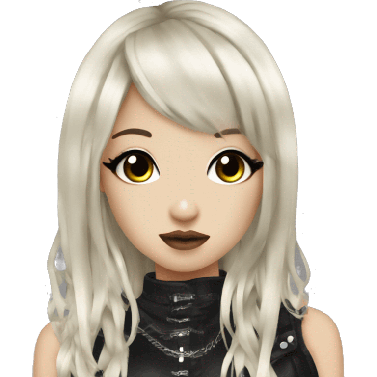 hime gyaru girl, black hair, dark makeup, punk clothes emoji