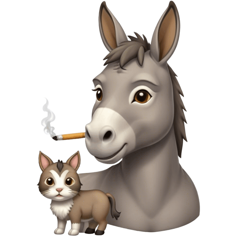 Donkey standing on a cat with a cigarette in his mouth  emoji