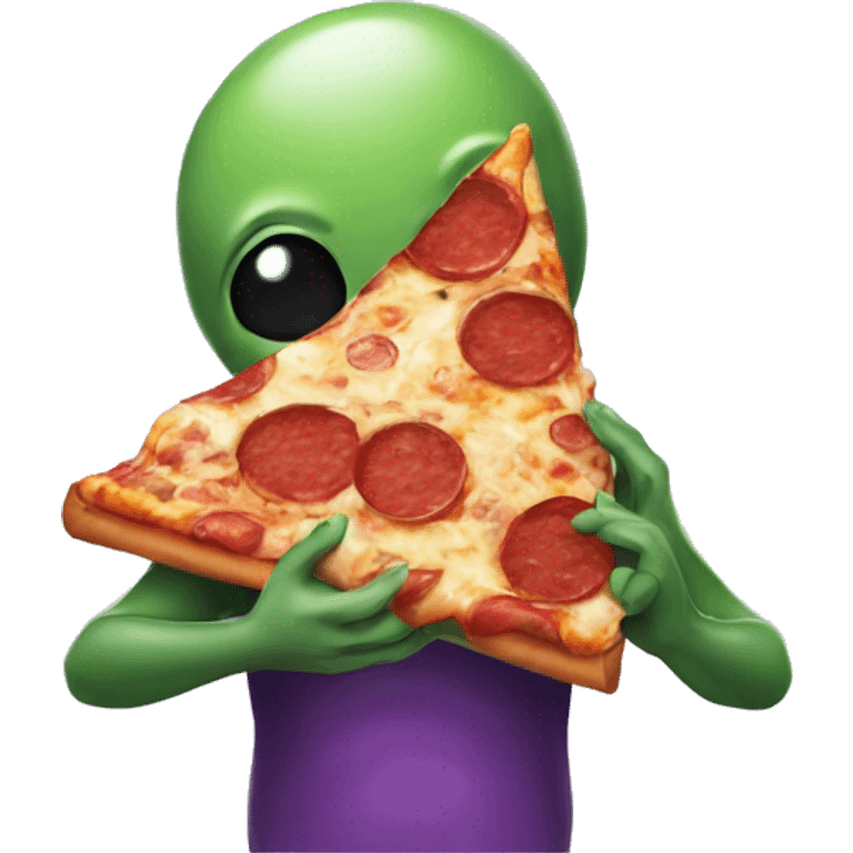 Alien eating pizza emoji