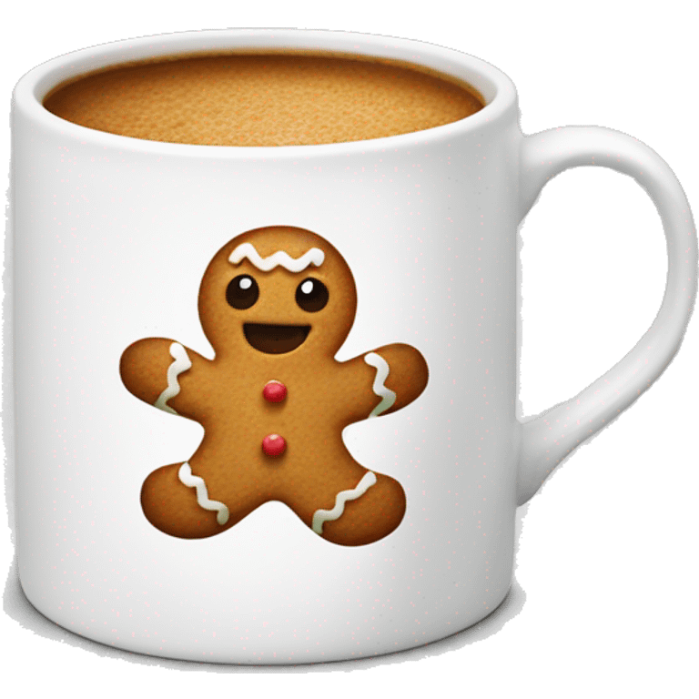 White mug with gingerbread man inside emoji