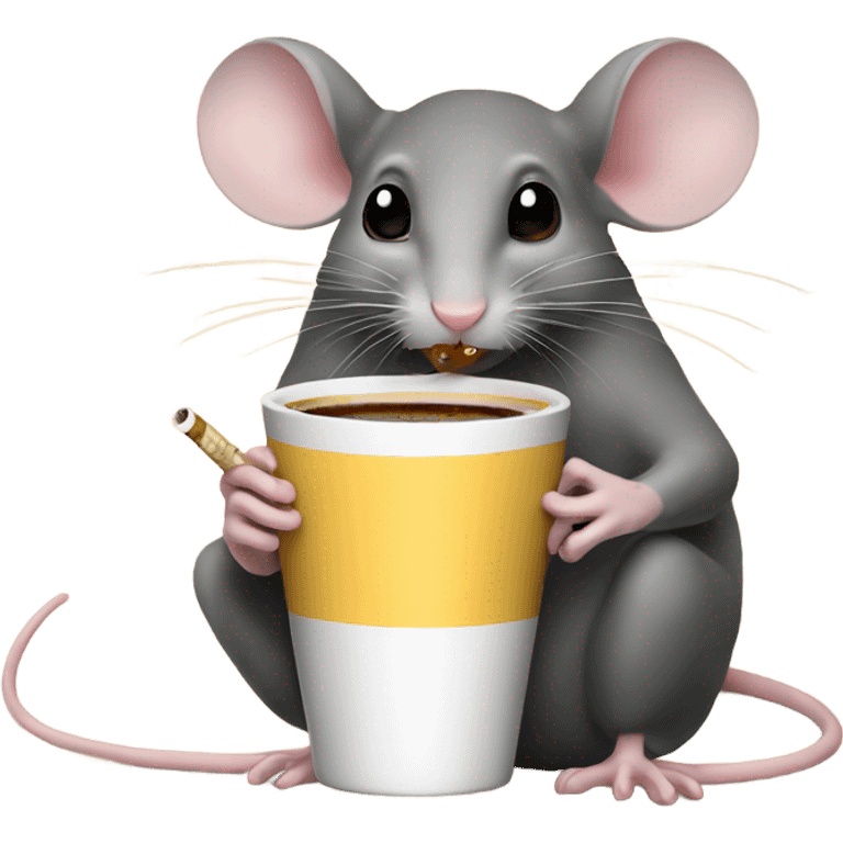 Mouse drink coffee eat cheese cigarette emoji