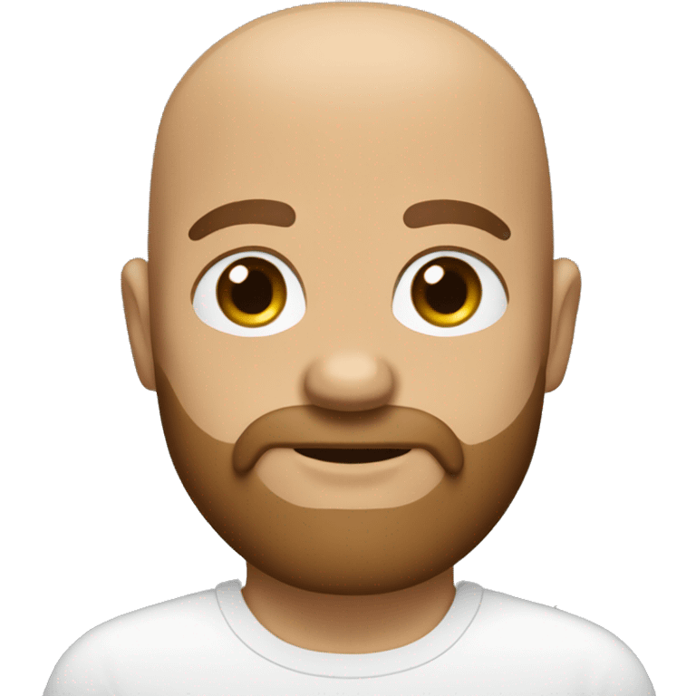 Bald headed tan skin man with blue eyes with thick brown beard and tapped teeth  emoji