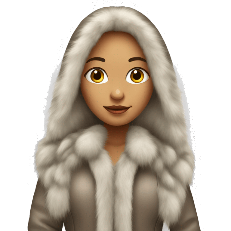 Beautiful girl with long hair in a fur-coat emoji