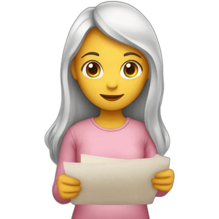 Girl holding a paper that writes goodnight emoji