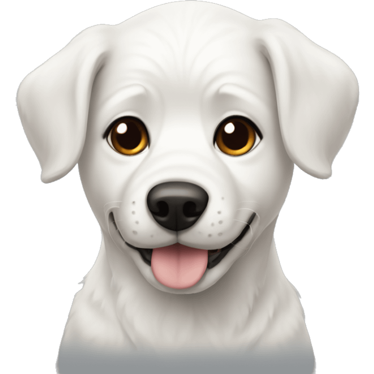 white dog with black and brown features emoji