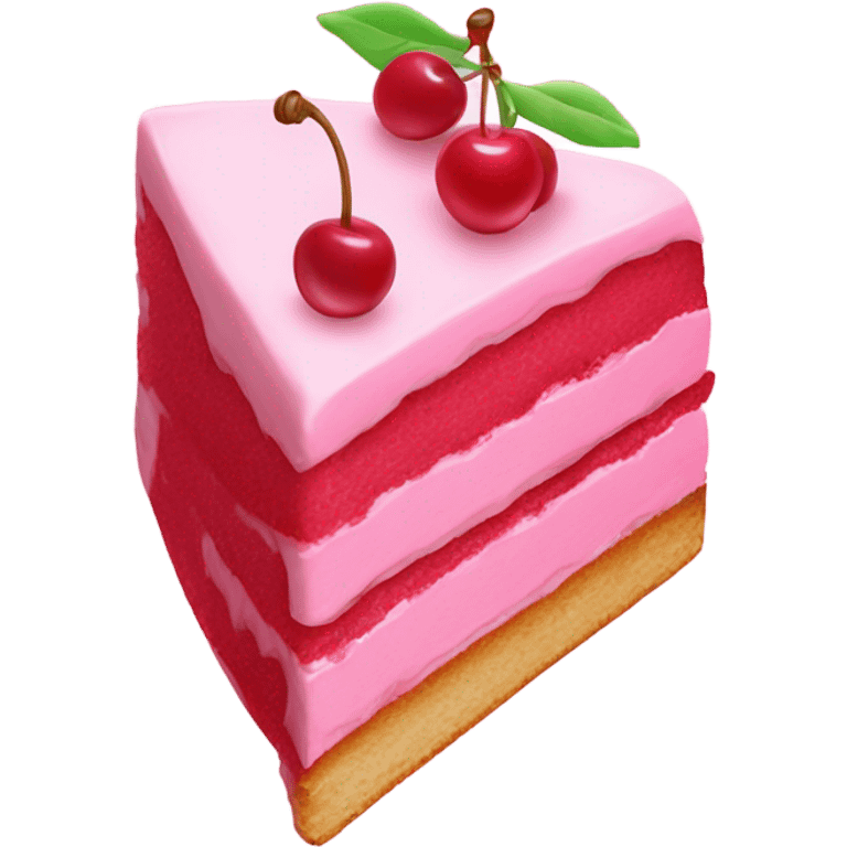 Pink slice of cherry cake with bow emoji