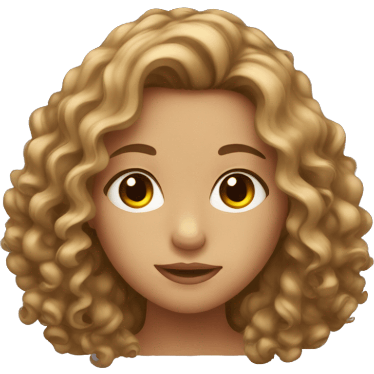 girl with brown eyes and brown curly long hair emoji