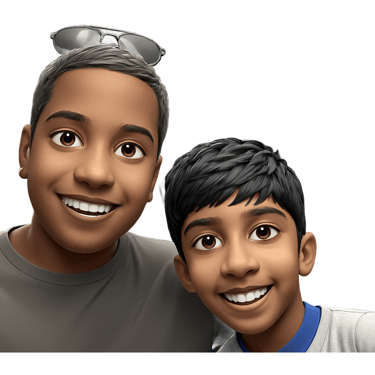 two boys smiling indoors emoji