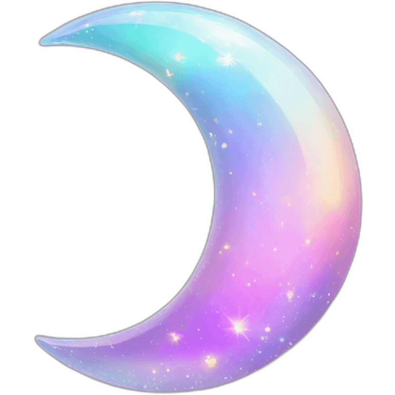 Pastel iridescent rainbow crystal crescent half moon emoji