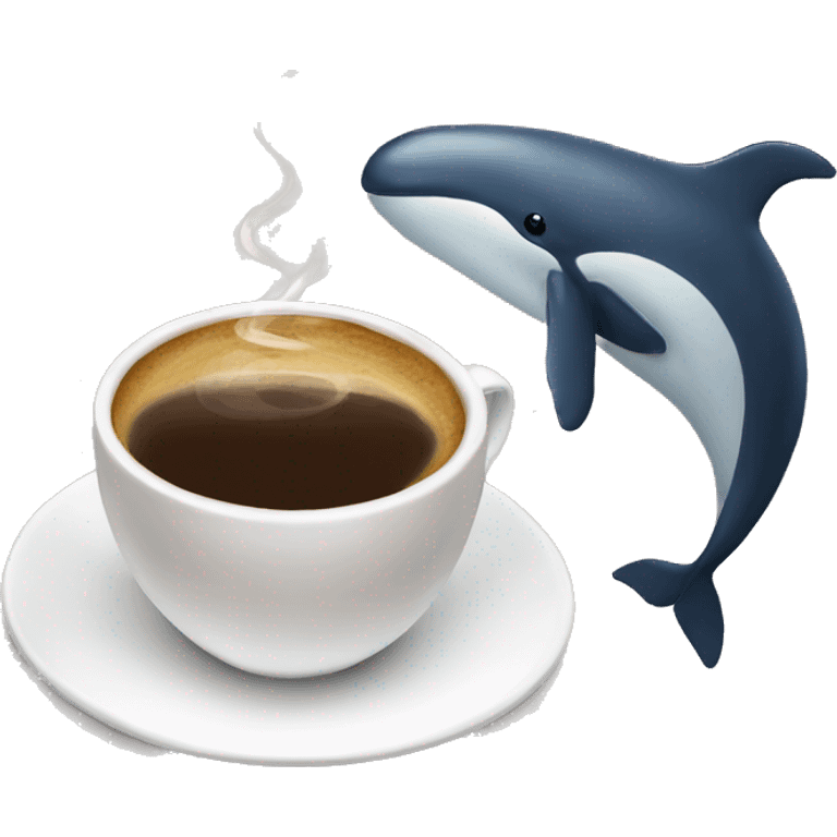 A whale with coffee emoji