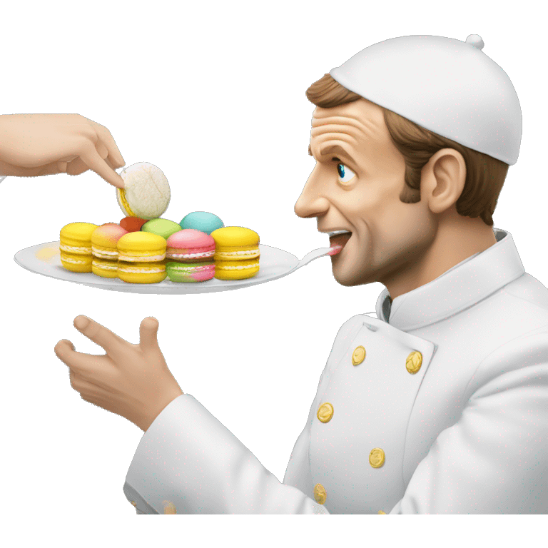 Emmanuel Macron qui mange un macaron  emoji