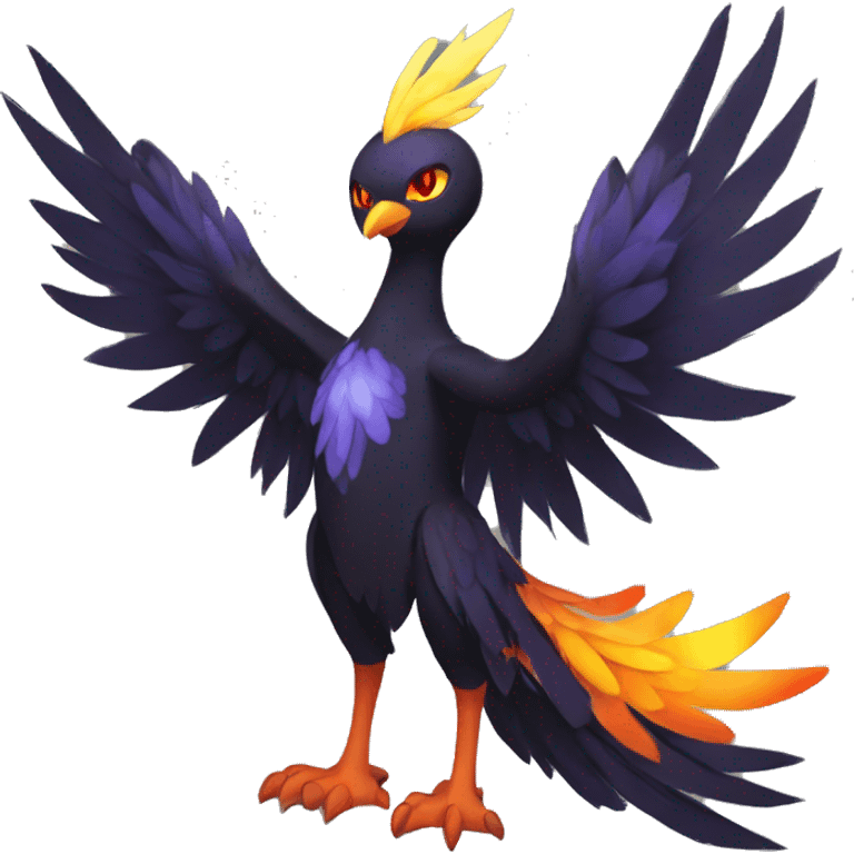 Fantasy legendary godly dark bird shadow-type-Phoenix Fakemon full body emoji