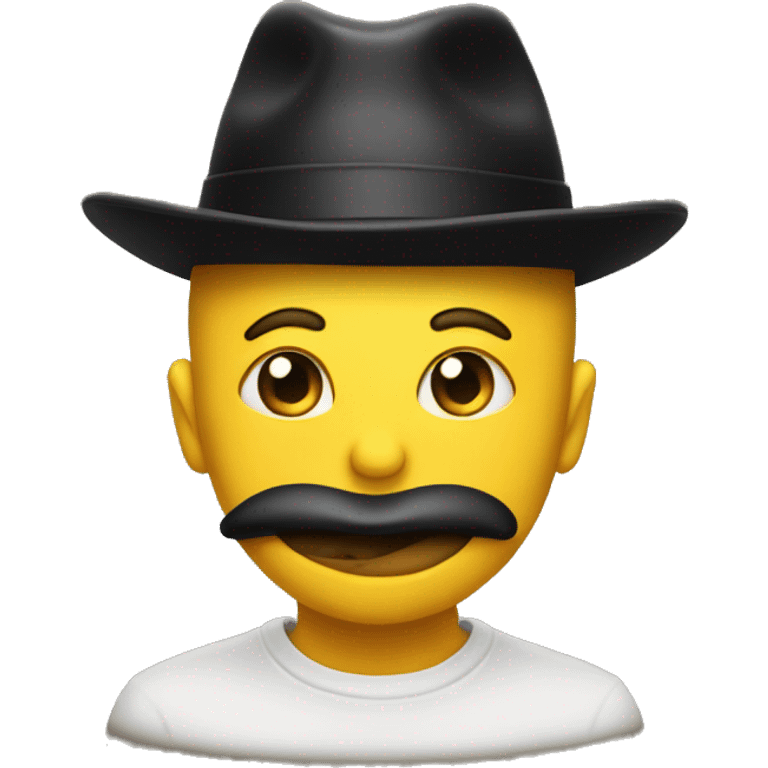 Yellow emoji biting lip with black hat on backwards  emoji