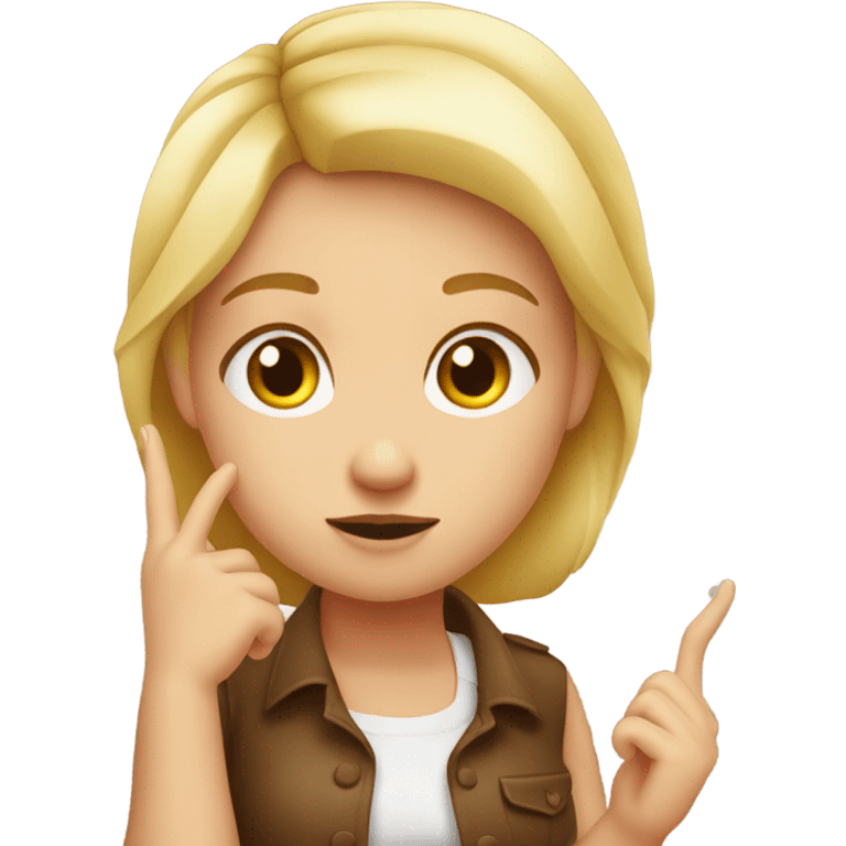 Blond girl crossing her fingers and thinking about steak dinner emoji