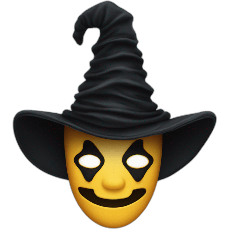 evil harlequin Three-cornered hat with a black veil that covers part of the face. emoji