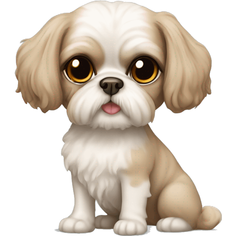 Beige shih tzu dog and beige Devon Rex cat  emoji