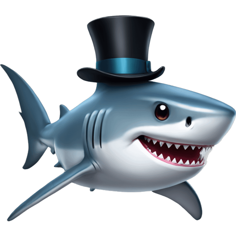 Shark with a top hat emoji