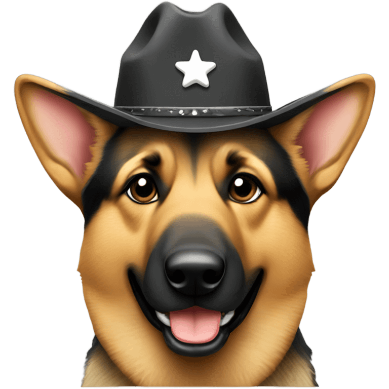 German shepherd wearing a cowboy hat emoji