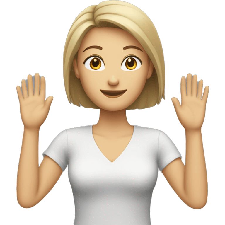 Caucasian Woman (full body) (hands raised) emoji