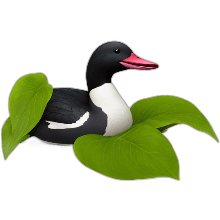 smiling minnesota loon nestled in Cypripedium reginae emoji