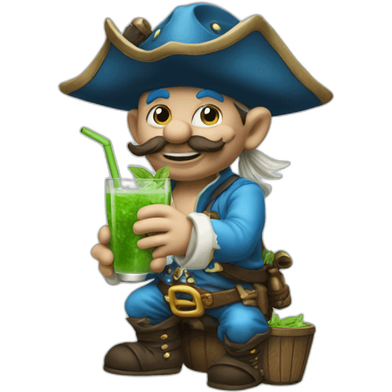 smurf pirate drinking mojito emoji