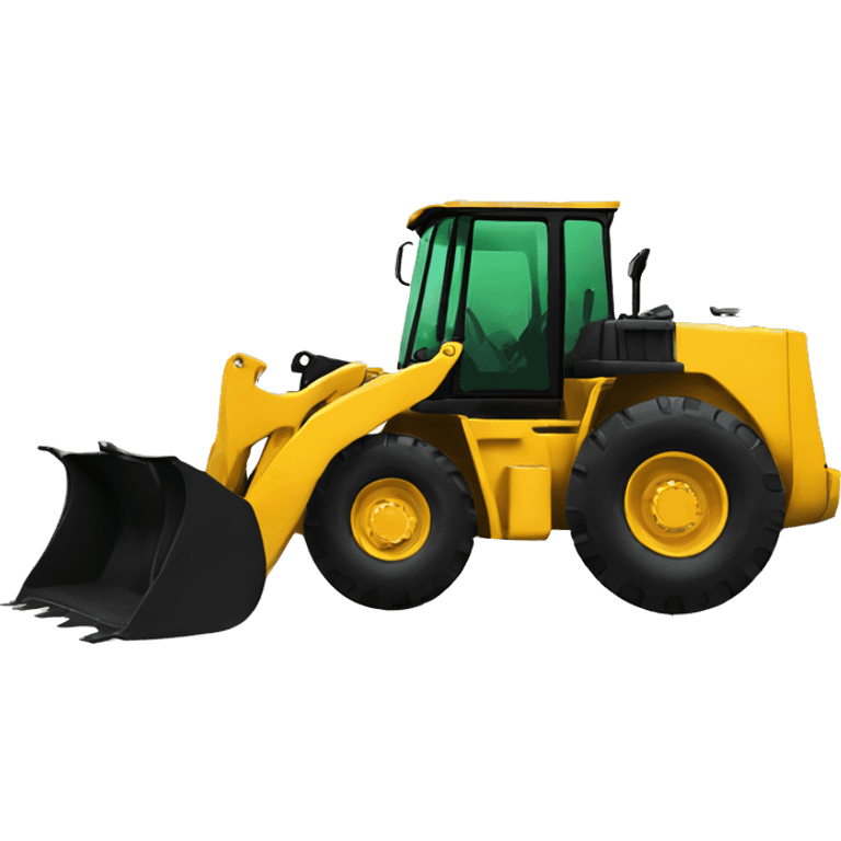 Create a Wheelloader with  green maple leaf in the background emoji