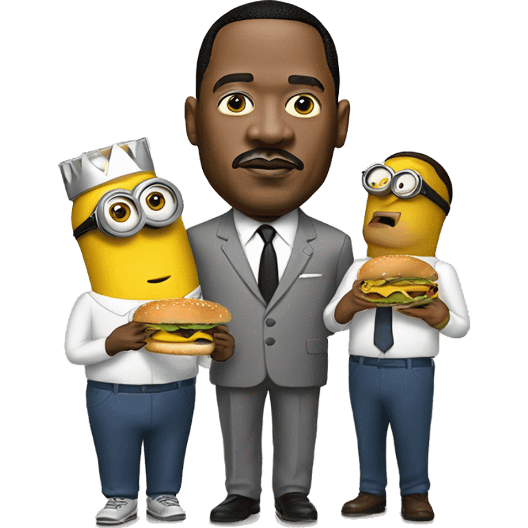 MLK jr. Having cheeseburgers with the minions Bob and Stuart  emoji