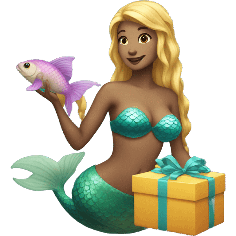 mermaid with a gift emoji