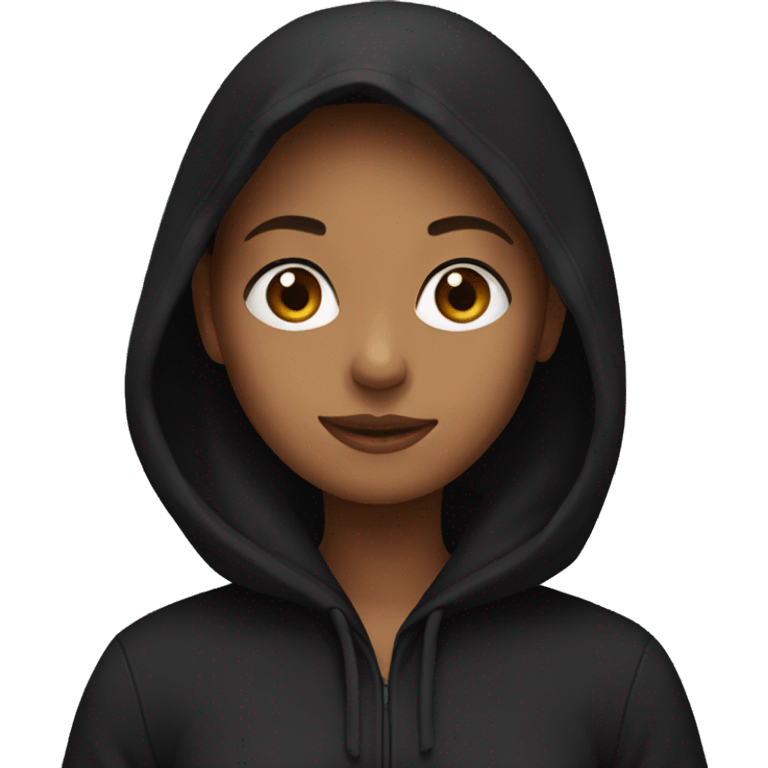 Woman wearing black hoodie  emoji