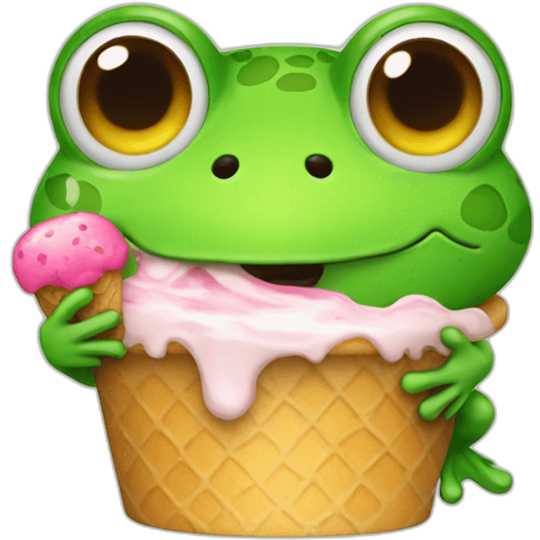 Frog with Icecream emoji