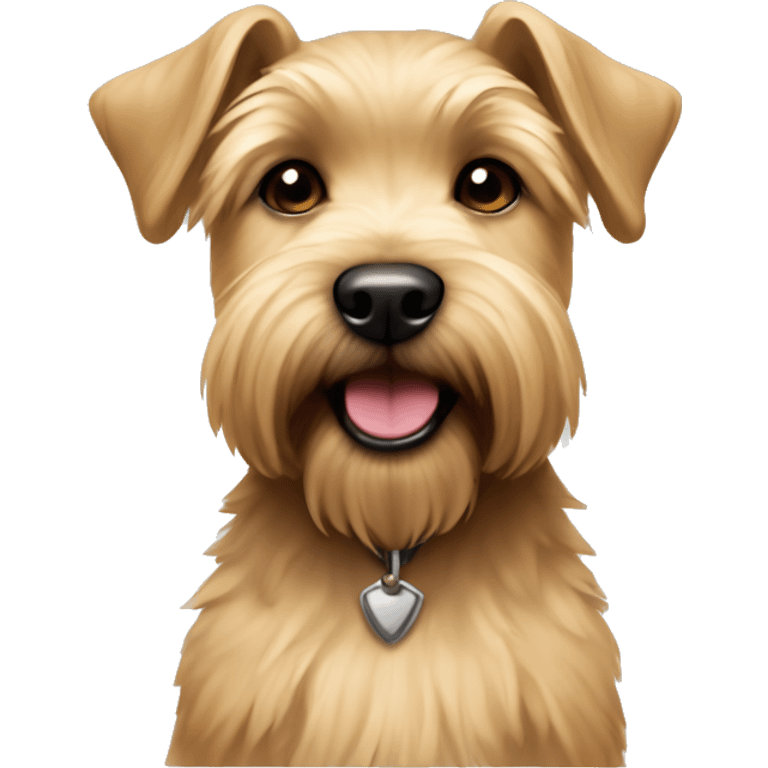 Tan Cairn and wheaten terrier girl puppy with one ear pointed up
 emoji