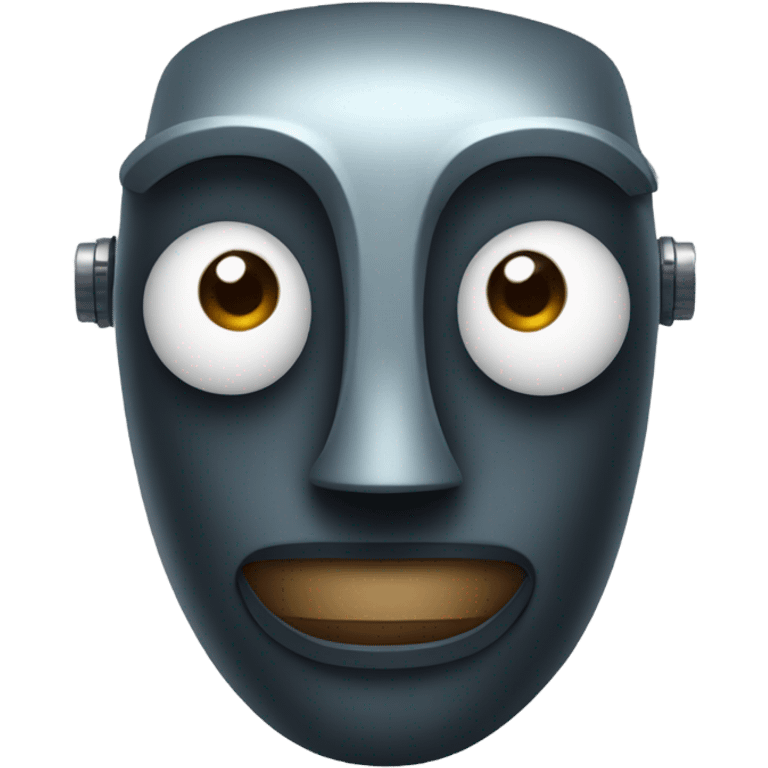 Person who is a robot with dark skin and a big nose emoji