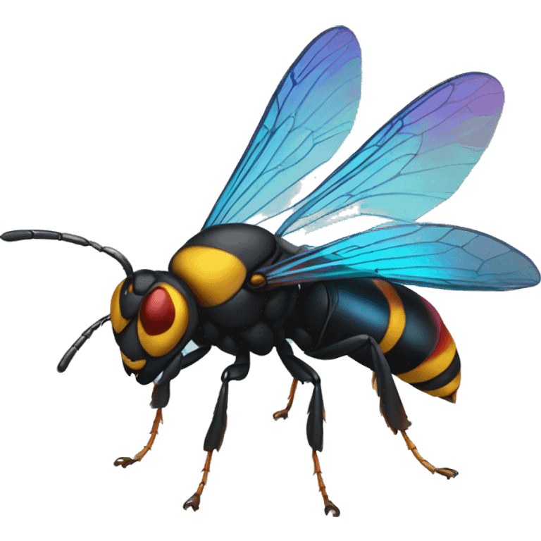 German black red yellow Wasp blue iridescent wings emoji