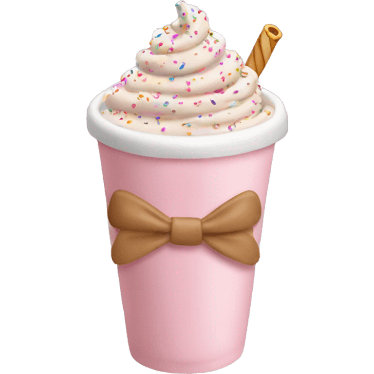 Light pink latte with sprinkles tied with a bow emoji