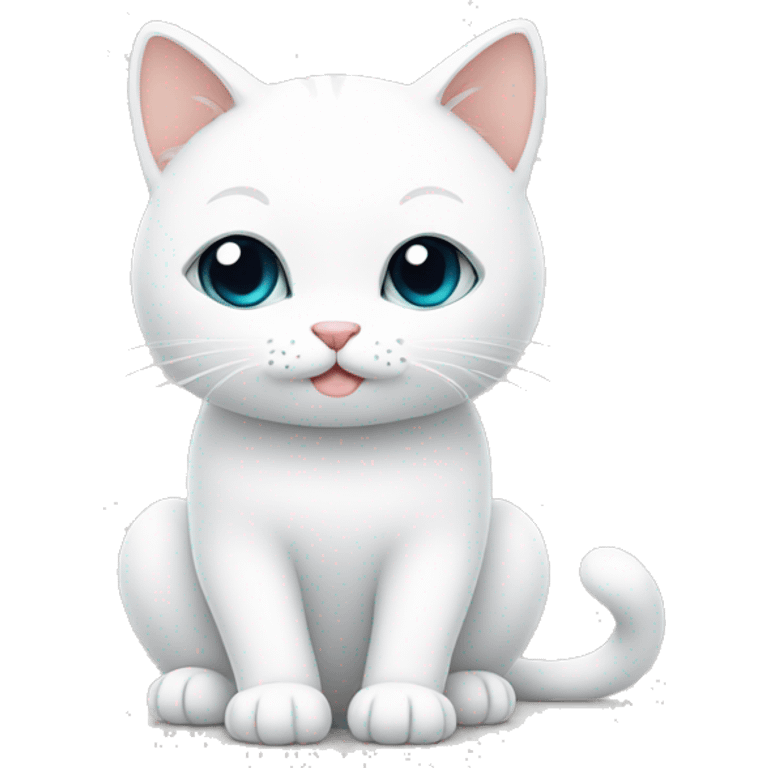 cute white minimalistic cat warms its paws emoji