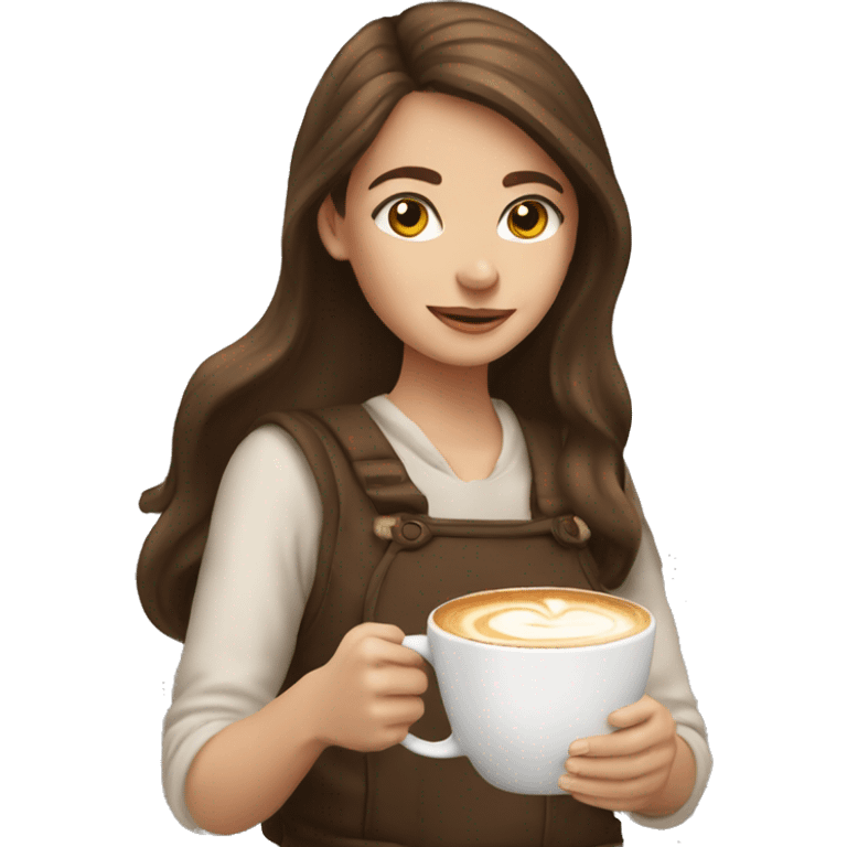 Girl with brown hair who likes a cappuccino and Christmas  emoji