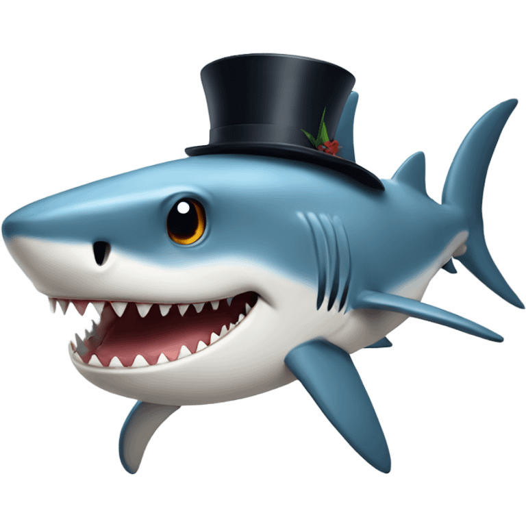 Shark with a top hat emoji