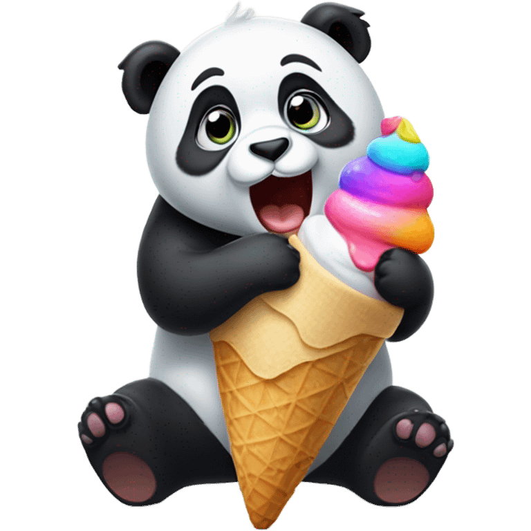 Panda eating ice cream emoji