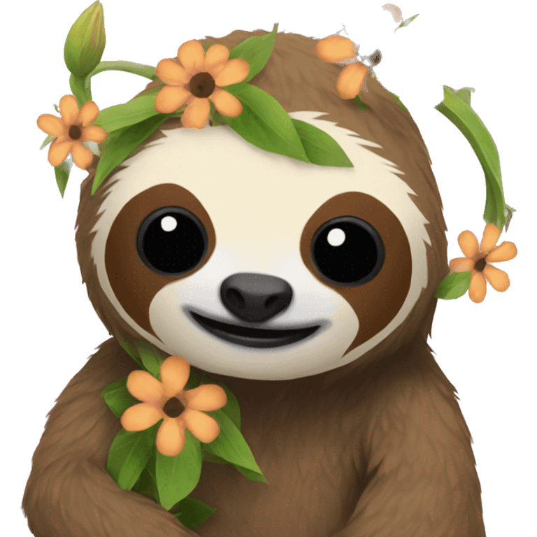 Flower sloth emoji