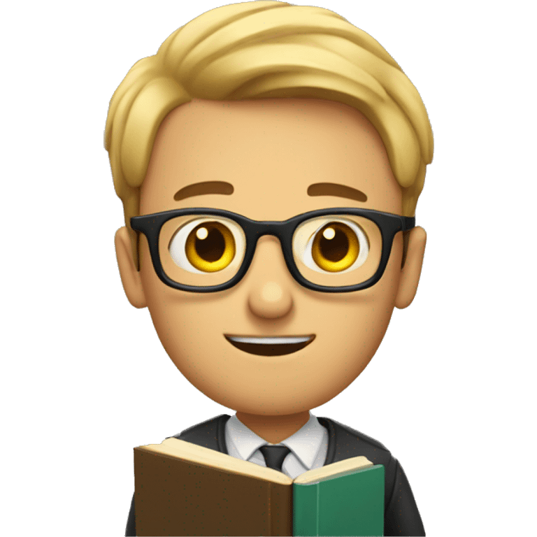 a guy with glasses and a book in his hands emoji